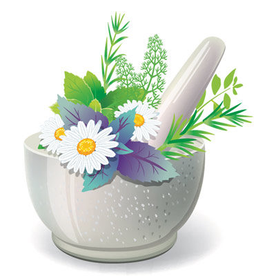 Gewürz Mörser farbig Blumen Kräuter Gewürze